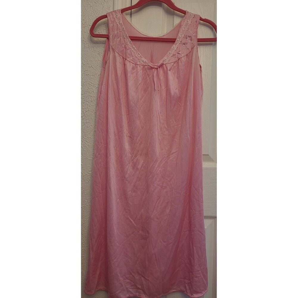 Vintage Glencraft Nightgown Pink Floral Nylon Size Small Sleeveless